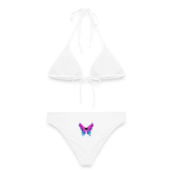 Schmetterling Aquarell  - Frauen Bikini - Weiß - Hinten - AI Model Female 172 dark (172cm)