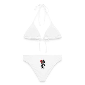  Samurai Japanischer Drache - Frauen Bikini - Weiß - Hinten - AI Model Female 172 dark (172cm)