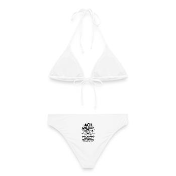 Lustiger Spruch Ach wie gut dass niemand weiss... - Frauen Bikini - Weiß - Hinten - AI Model Female 172 dark (172cm)