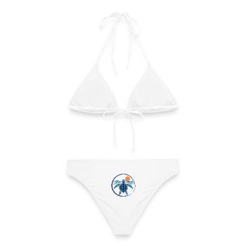 Sonnenschildkröte auf Wellen - Frauen Bikini - Weiß - Hinten - AI Model Female 172 dark (172cm)