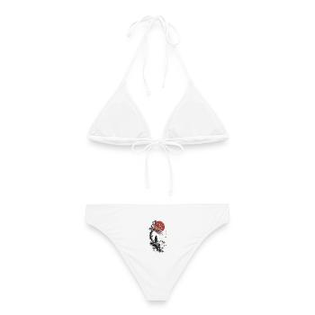 Roter Mond, Bonsai und Samurai - Frauen Bikini - Weiß - Hinten - AI Model Female 172 dark (172cm)
