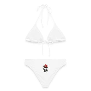 Roter Sonnenaufgang über Bonsai-Wasserfall - Frauen Bikini - Weiß - Hinten - AI Model Female 172 dark (172cm)