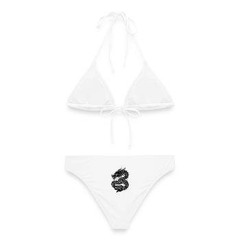 Linienzeichnung des himmlischen chinesischen Drachens - Frauen Bikini - Weiß - Hinten - AI Model Female 172 dark (172cm)