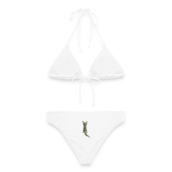 Krokodil auf dem Rücken hängend – Trompe-l'oeil-Effekt - Frauen Bikini - Weiß - Hinten - AI Model Female 172 dark (172cm)