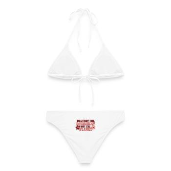Destroy The Patriarchy Not The Planet - Frauen Bikini - Weiß - Hinten - AI Model Female 172 dark (172cm)