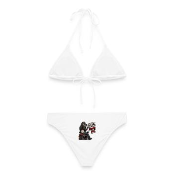 Überholen. Beliebtheitsumfrage. Biker-Humor - Frauen Bikini - Weiß - Hinten - AI Model Female 172 dark (172cm)