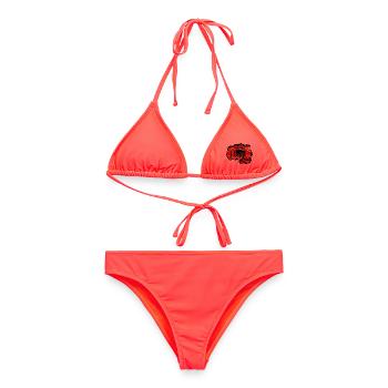 Albanien Flagge Hand Faust used - Frauen Bikini - Korallenrot - Vorne - AI Model Female 172 dark (172cm)