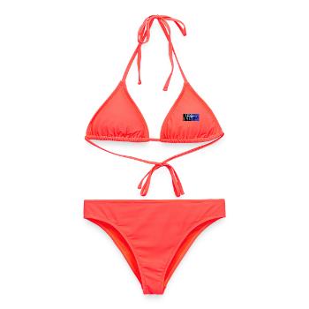 Straßenreflexionen Blau-Schwarz - Frauen Bikini - Korallenrot - Vorne - AI Model Female 172 dark (172cm)