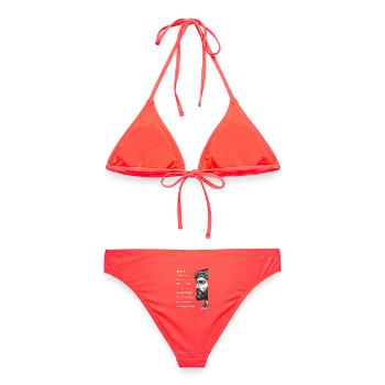 Jesus Porträt mit Dornenkrone und Titeln - Frauen Bikini - Korallenrot - Hinten - AI Model Female 172 dark (172cm)