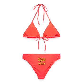 Darts Mitglied Club 26 – Goldschrift - Frauen Bikini - Korallenrot - Hinten - AI Model Female 172 dark (172cm)