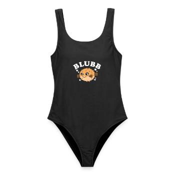 Blubb Kugelfisch - Frauen Badeanzug - Schwarz - Vorne - AI Model Female 172 light (172cm)