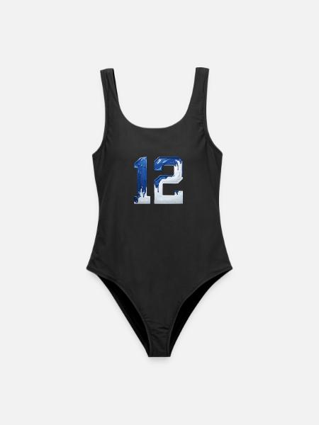 NR. 12 NUMMER 12 BLAU WEIß 12. GEBURTSTAG - Frauen Badeanzug - Schwarz