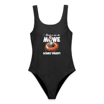 Freche Möwe #lovely toons - Frauen Badeanzug - Schwarz - Vorne - AI Model Female 172 light (172cm)