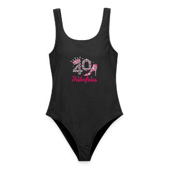 40 And Fabulous 40th Birthday Fourty Fourthieth - Frauen Badeanzug - Schwarz - Vorne - AI Model Female 172 light (172cm)