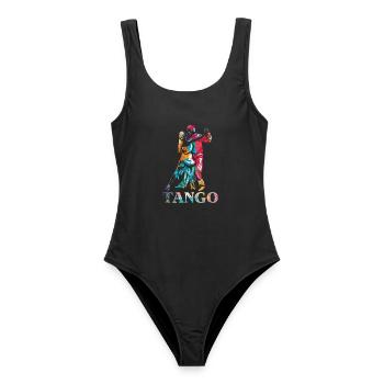 Feuriger Tango Gesellschaftstanz - Frauen Badeanzug - Schwarz - Vorne - AI Model Female 172 light (172cm)