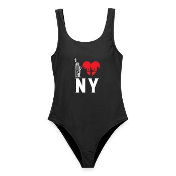 I Love NY New York - Frauen Badeanzug - Schwarz - Vorne - AI Model Female 172 light (172cm)