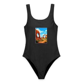 Arches National Park Utah Vintage Reiseposter - Frauen Badeanzug - Schwarz - Vorne - AI Model Female 172 light (172cm)