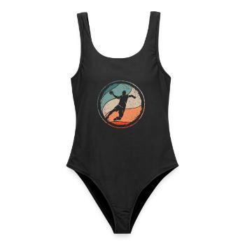 Handball Handballspieler Jungen Handballer - Frauen Badeanzug - Schwarz - Vorne - AI Model Female 172 light (172cm)