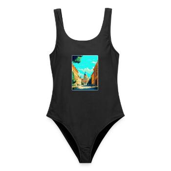 Potsdam Deutschland Vintage Reiseplakat Souvenir WPA - Frauen Badeanzug - Schwarz - Vorne - AI Model Female 172 light (172cm)