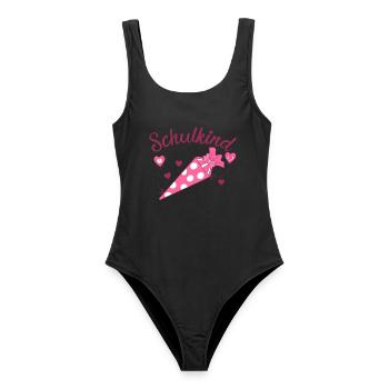 Schulkind Herz rosa Schulanfang - Frauen Badeanzug - Schwarz - Vorne - AI Model Female 172 light (172cm)