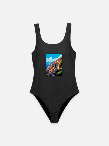 Taormina Italien Vintage Reiseplakat Souvenir WPA - Frauen Badeanzug - Schwarz