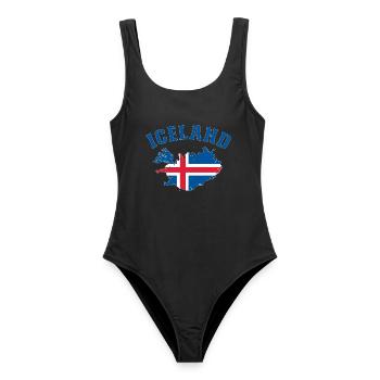Island Flagge Landkarte - Frauen Badeanzug - Schwarz - Vorne - AI Model Female 172 light (172cm)