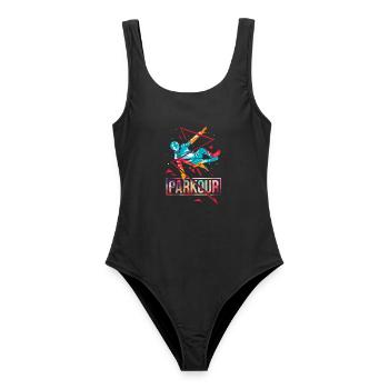 Furchtloser Parkour Stadtakrobat - Frauen Badeanzug - Schwarz - Vorne - AI Model Female 172 light (172cm)