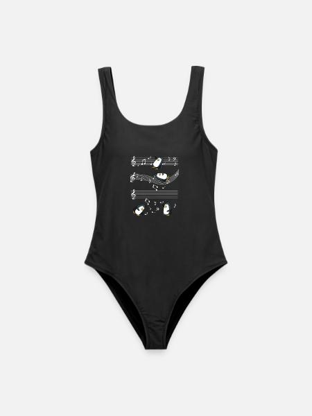 Manchots musicaux sur le bar à musique - Maillot de bain femme - noir