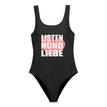 Listenhundliebe - Frauen Badeanzug - Schwarz - Vorne - AI Model Female 172 light (172cm)