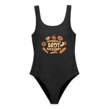 OFFIZIELLES BROT BACKSHIRT BÄCKER - Frauen Badeanzug - Schwarz - Vorne - AI Model Female 172 light (172cm)