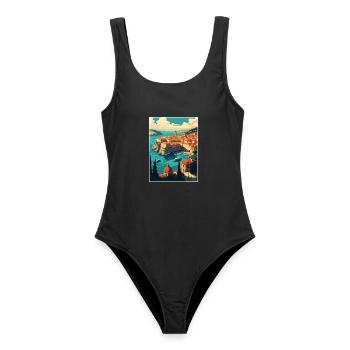 Dubrovnik Kroatien Vintage Reiseposter Souvenir - Frauen Badeanzug - Schwarz - Vorne - AI Model Female 172 light (172cm)
