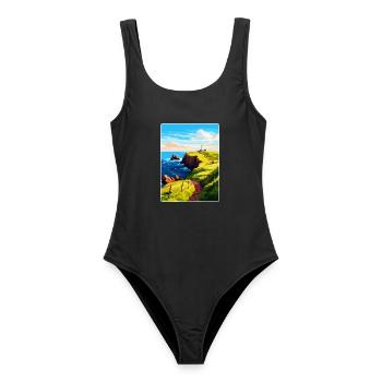 St Abbs Head Schottland Uk Vintage Reiseposter WPA - Frauen Badeanzug - Schwarz - Vorne - AI Model Female 172 light (172cm)