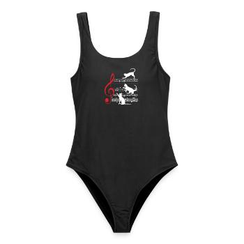Cat Cats Sheet Music Musician - Women's Swimsuit - black - Front - AI Model Female 172 light (172cm)