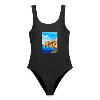 Malta Vintage Reiseplakat Souvenir WPA Souvenir - Frauen Badeanzug - Schwarz - Vorne - AI Model Female 172 light (172cm)