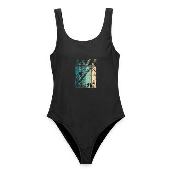 Jazz Vintage Saxophonist Geschenk - Frauen Badeanzug - Schwarz - Vorne - AI Model Female 172 light (172cm)
