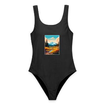 Mount Washington, New Hampshire Reiseposter - Frauen Badeanzug - Schwarz - Vorne - AI Model Female 172 light (172cm)