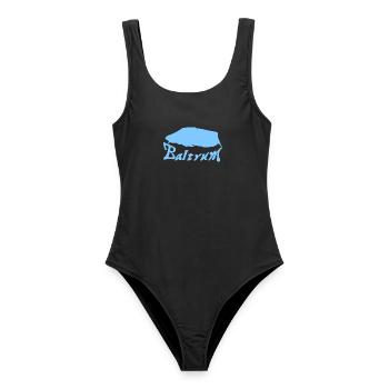 Baltrum Tattoo - Frauen Badeanzug - Schwarz - Vorne - AI Model Female 172 light (172cm)