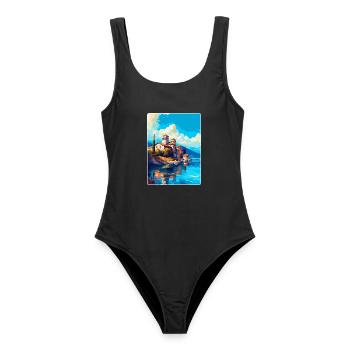 Ohrid Nordmazedonien Vintage Reiseposter WPA - Frauen Badeanzug - Schwarz - Vorne - AI Model Female 172 light (172cm)