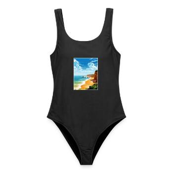 Algarve Portugal Vintage Reiseposter Souvenir - Frauen Badeanzug - Schwarz - Vorne - AI Model Female 172 light (172cm)