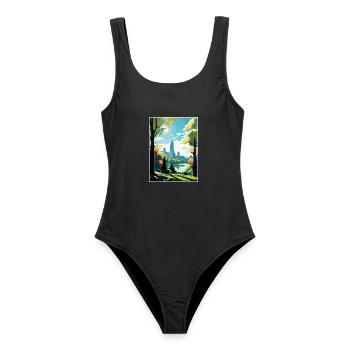 Central Park New York State Vintage-Reiseposter - Frauen Badeanzug - Schwarz - Vorne - AI Model Female 172 light (172cm)