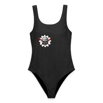 EBM - Electronic Body Music - Frauen Badeanzug - Schwarz - Vorne - AI Model Female 172 light (172cm)