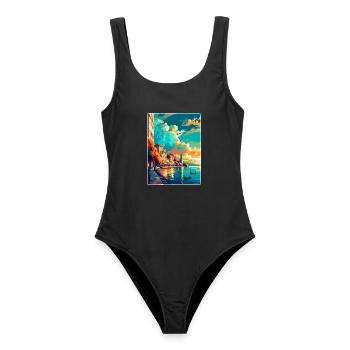 Thessalonique Grèce Affiche de voyage vintage souvenir - Maillot de bain femme - noir - Devant - AI Model Female 172 light (172cm)