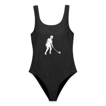 Floorball - Frauen Badeanzug - Schwarz - Vorne - AI Model Female 172 light (172cm)
