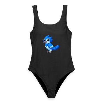 Blue Jay Cute Mascot Cartoon Character Kawaii - Women's Swimsuit - black - Front - AI Model Female 172 light (172cm)