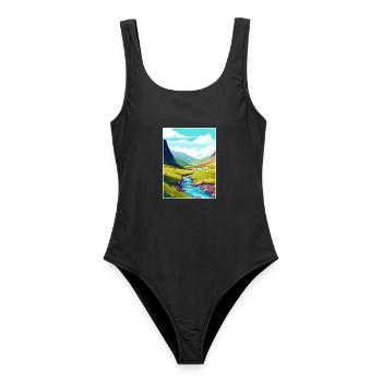 Hohe Tasse Nick Cumbria Vintage Reiseposter WPA - Frauen Badeanzug - Schwarz - Vorne - AI Model Female 172 light (172cm)