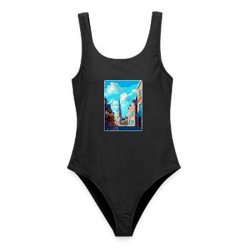 Breda Niederlande Vintage Reiseplakat Souvenir - Frauen Badeanzug - Schwarz - Vorne - AI Model Female 172 light (172cm)