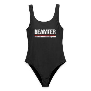 Beamter mit Frustrationshintergrund - Frauen Badeanzug - Schwarz - Vorne - AI Model Female 172 light (172cm)