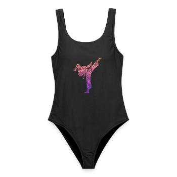 Karate Girl Kampfsport Mädchen Damen Taekwondo - Frauen Badeanzug - Schwarz - Vorne - AI Model Female 172 light (172cm)