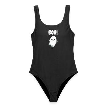 Boo Gespenst - Frauen Badeanzug - Schwarz - Vorne - AI Model Female 172 light (172cm)