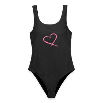 Herz Rosa - Frauen Badeanzug - Schwarz - Vorne - AI Model Female 172 light (172cm)